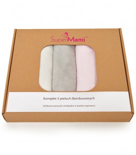 Komplet 5 Pieluszek bambusowych classic 75x75