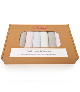 Komplet 9 Pieluszek bambusowych classic 75x75