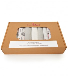 Komplet 9 Pieluszek flanel / tetra / bambus